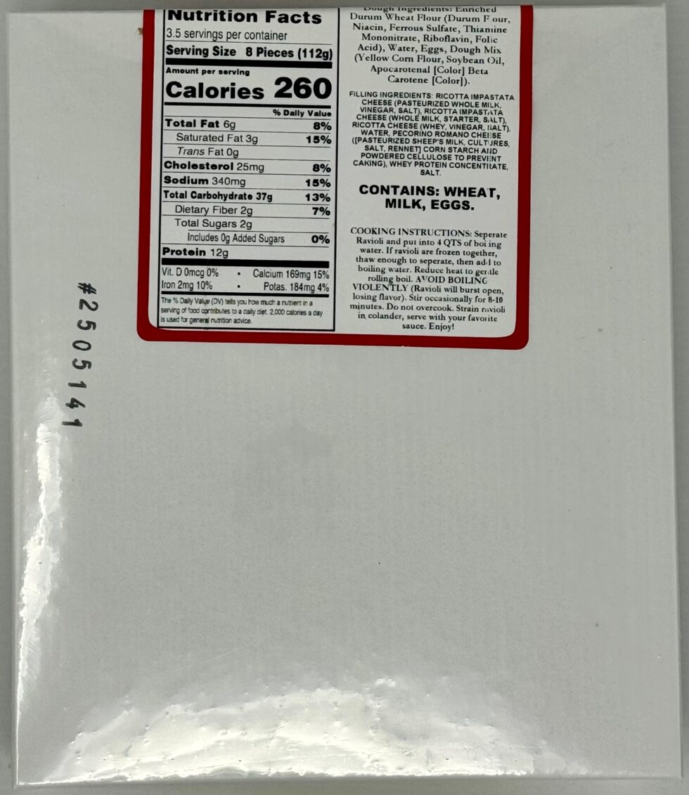 Medium Square Cheese Ravioli - Image 3