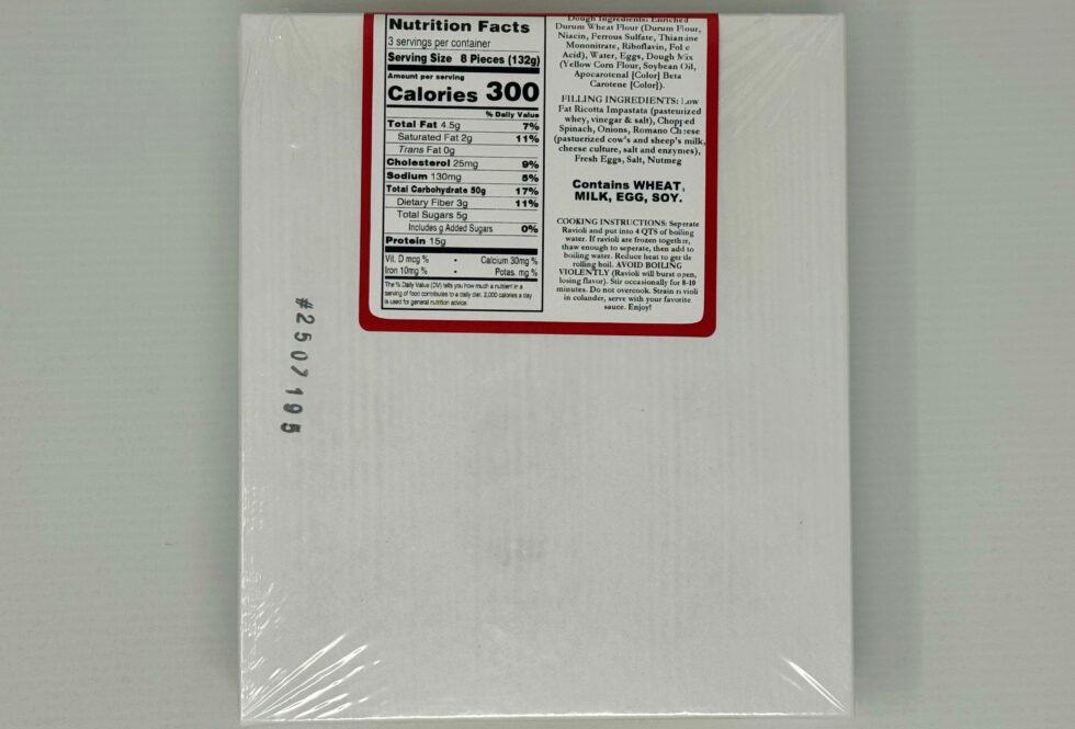 Medium Square Low Fat Spinach Ravioli - Image 3