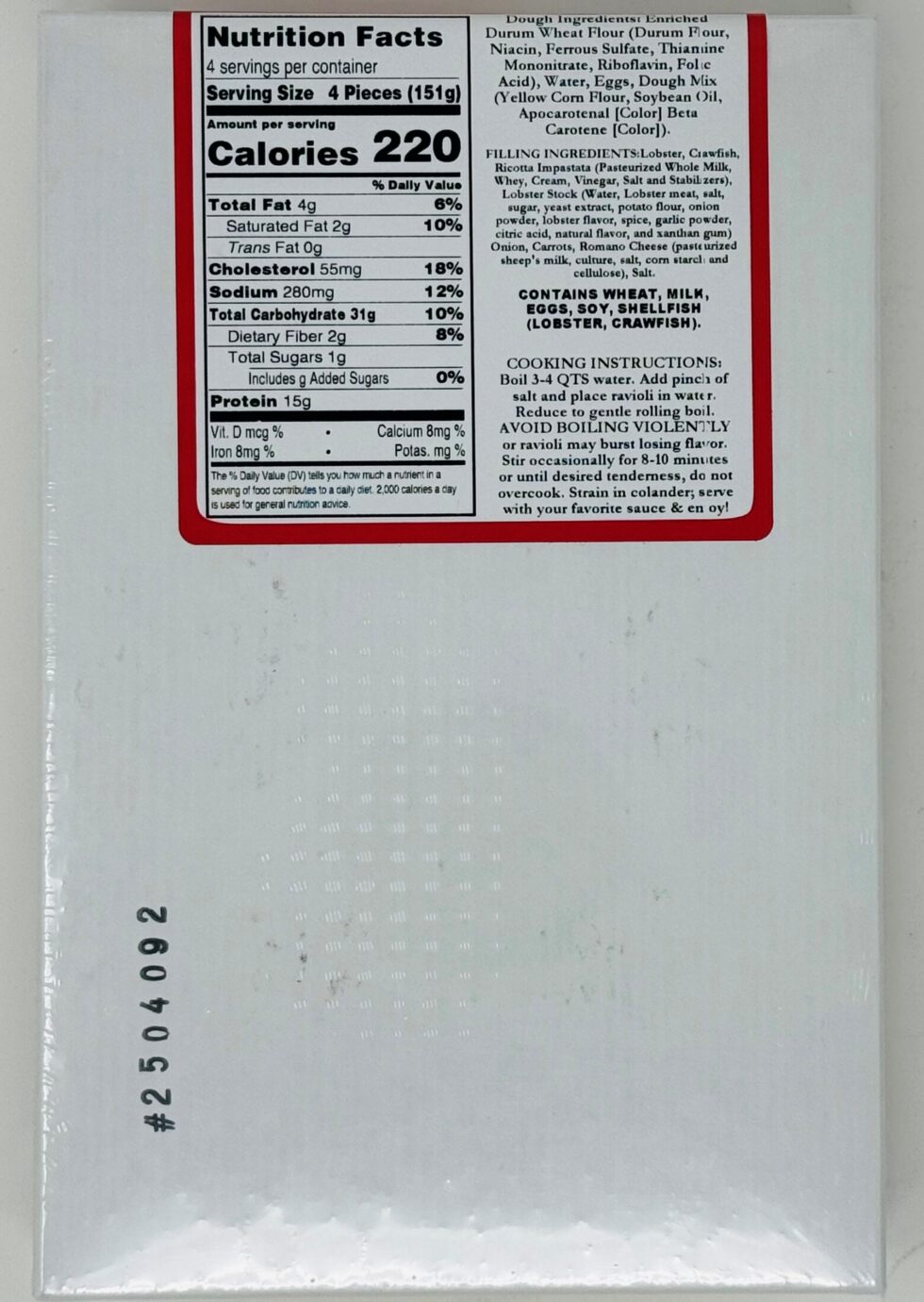 Jumbo Square Lobster Ravioli - Image 3