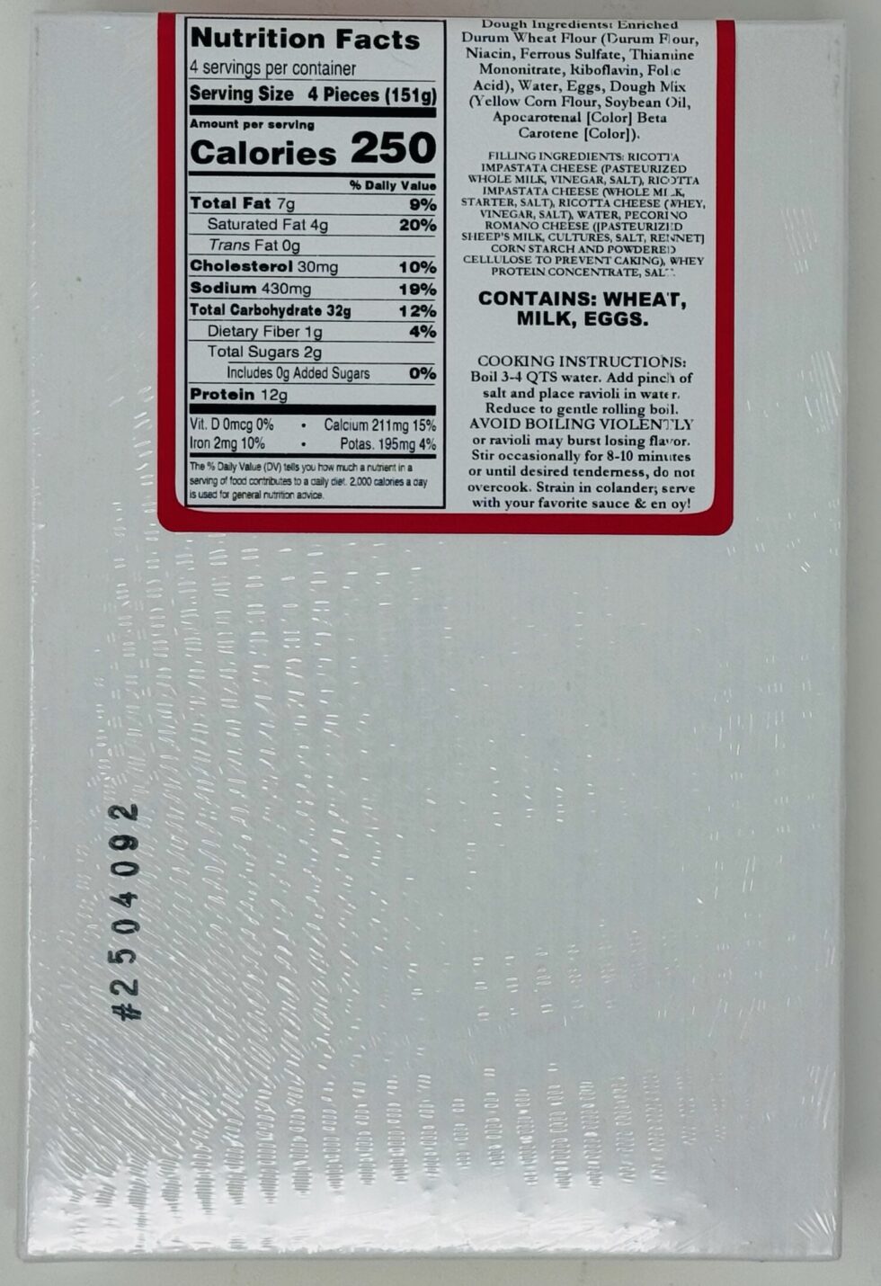Jumbo Square Cheese Ravioli - Image 3