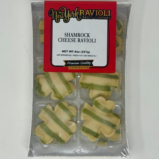 Green & White Striped Cheese Shamrock Shaped Ravioli