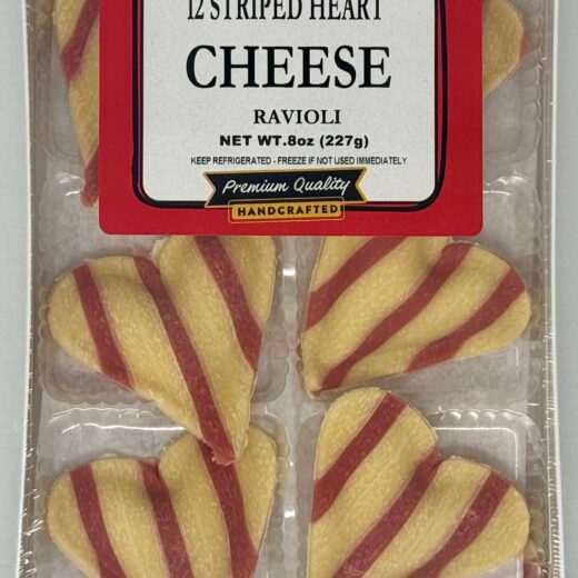 Red & White Striped Cheese Heart Shaped Ravioli